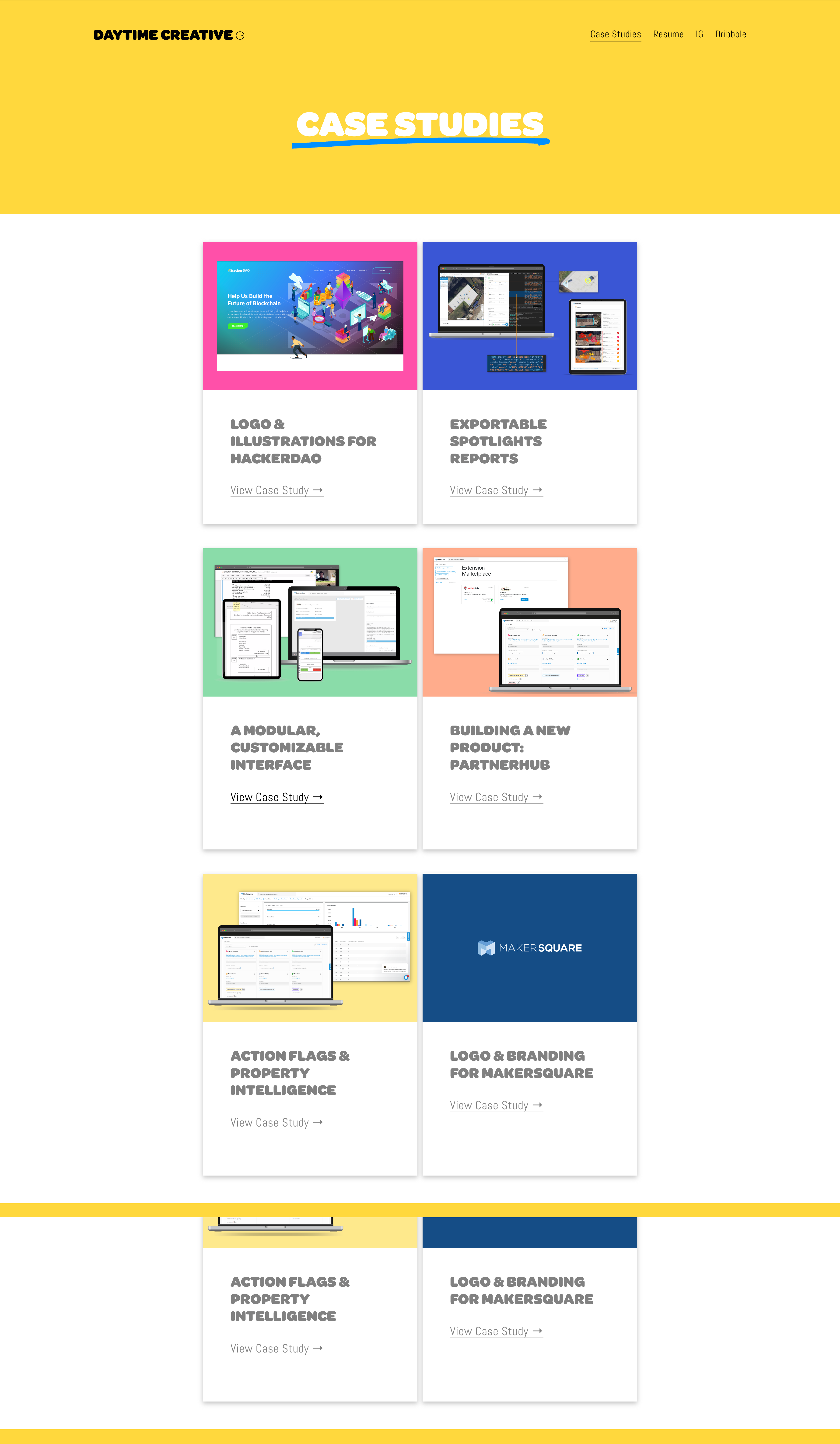 Old Squarespace Portfolio Case Studies Screenshot