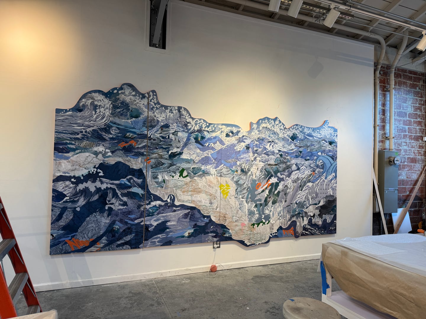 Process image from Ocean Collage and Painting