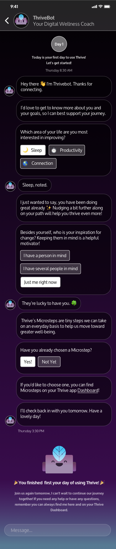 Thrive Onboarding Experience