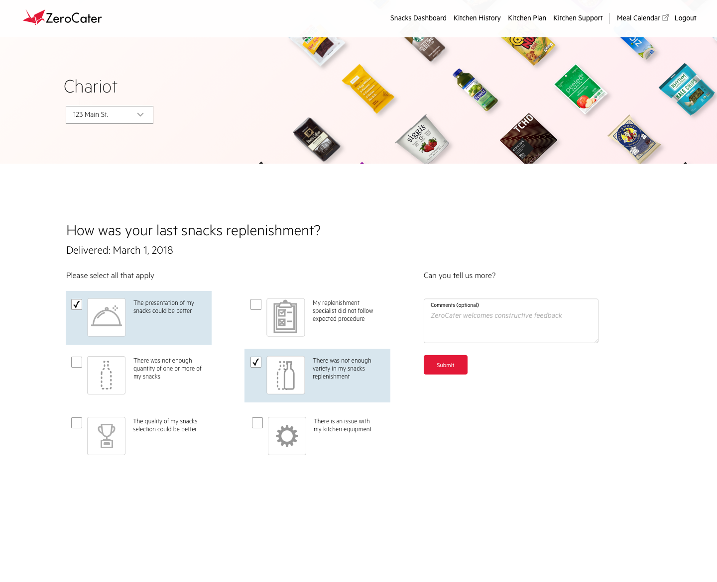 Delivery feedback webform for continuous improvement